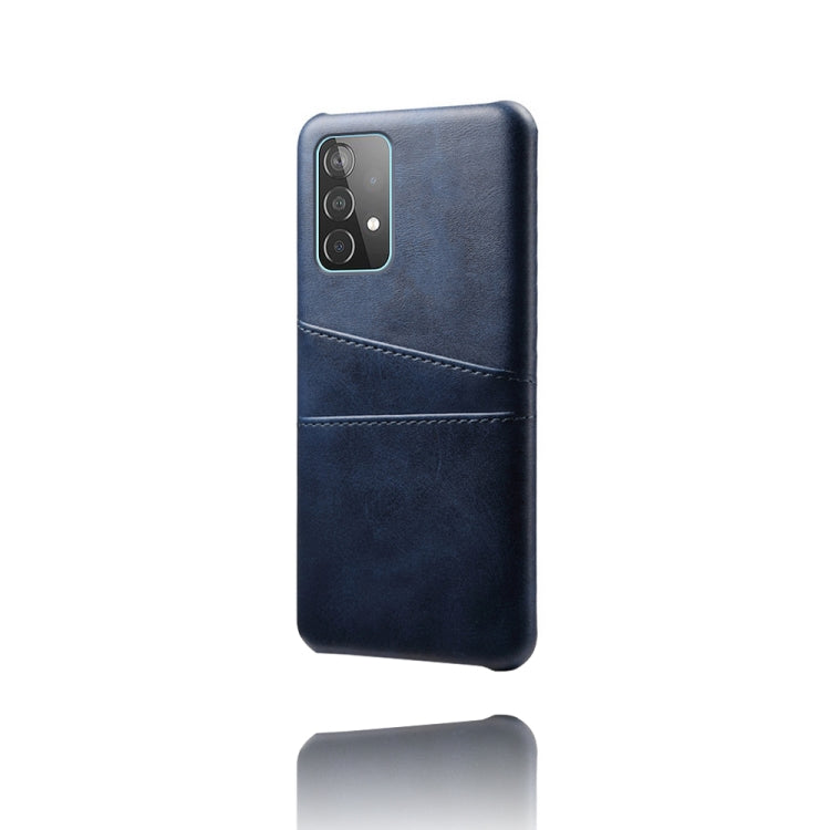 For Samsung Galaxy A52 5G Calf Texture PC + PU Leather Back Cover Shockproof Case with Dual Card Slots