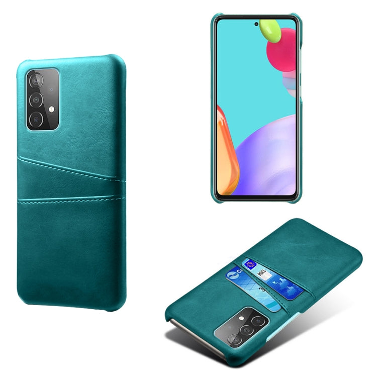 For Samsung Galaxy A52 5G Calf Texture PC + PU Leather Back Cover Shockproof Case with Dual Card Slots