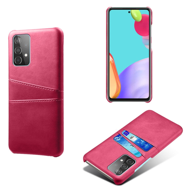 For Samsung Galaxy A52 5G Calf Texture PC + PU Leather Back Cover Shockproof Case with Dual Card Slots