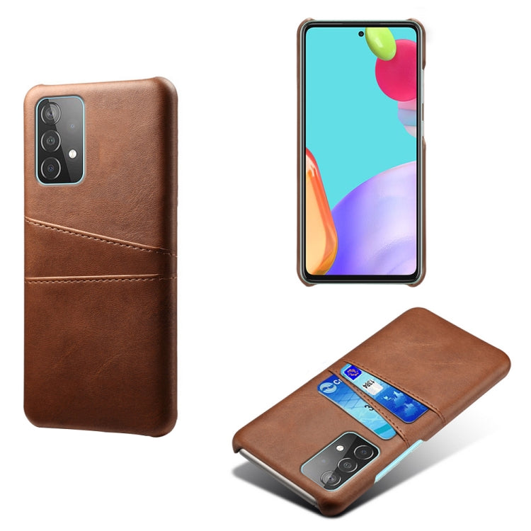 For Samsung Galaxy A52 5G Calf Texture PC + PU Leather Back Cover Shockproof Case with Dual Card Slots