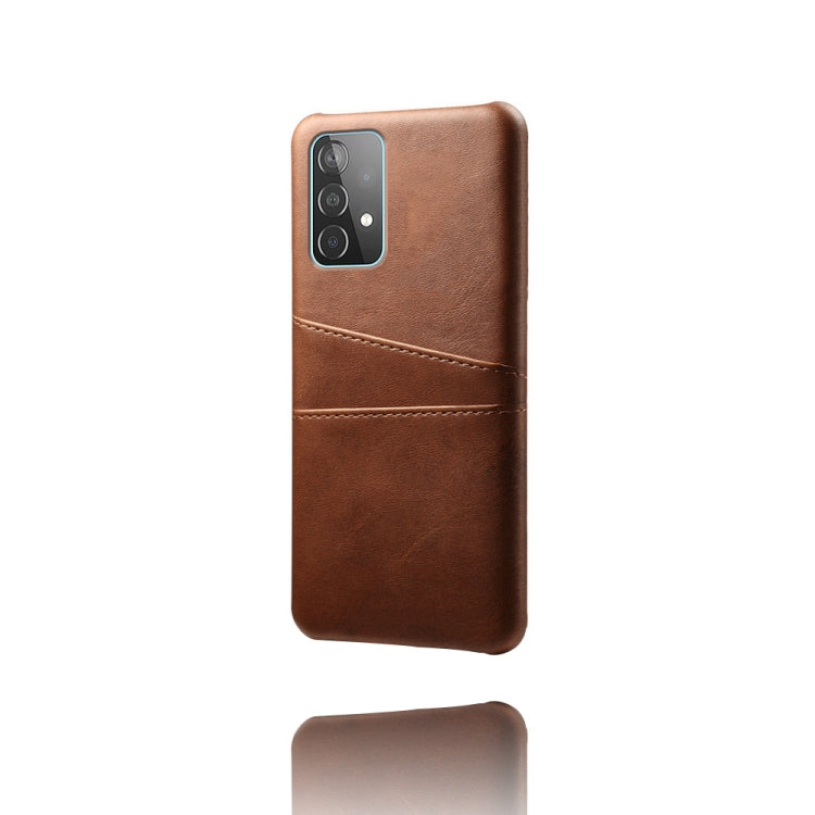 For Samsung Galaxy A52 5G Calf Texture PC + PU Leather Back Cover Shockproof Case with Dual Card Slots