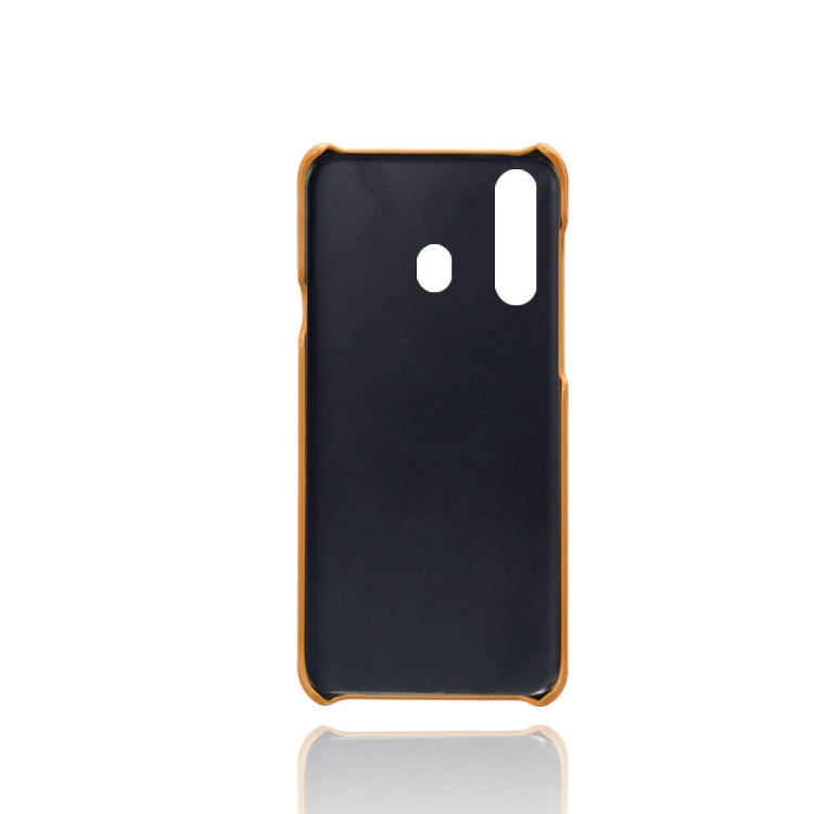 For Samsung Galaxy A60 Calf Texture PC + PU Leather Back Cover Shockproof Case with Dual Card Slots