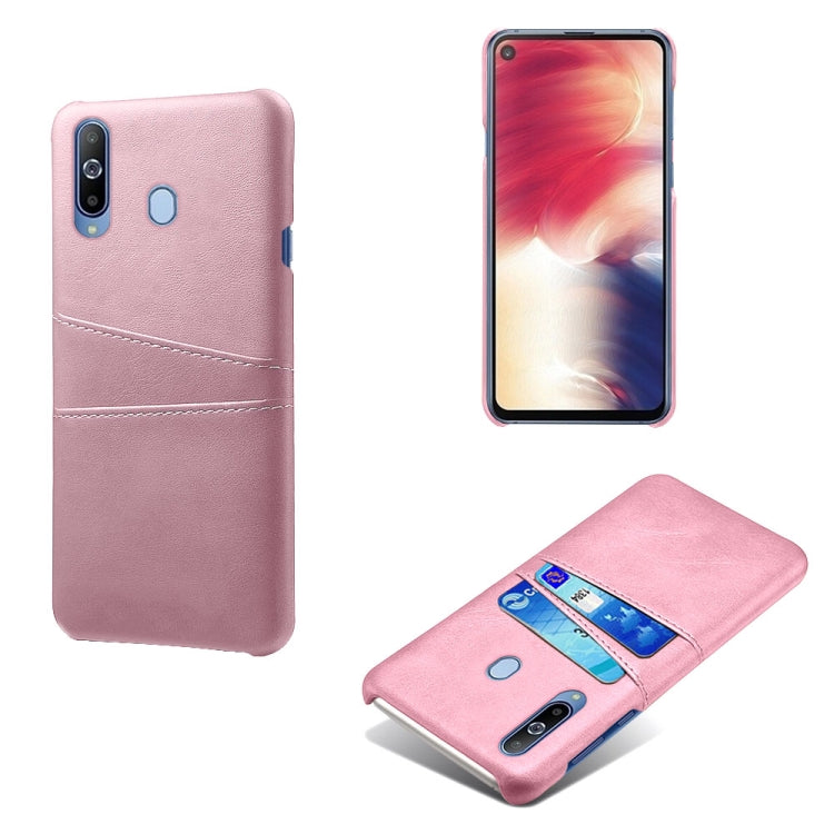 For Samsung Galaxy A60 Calf Texture PC + PU Leather Back Cover Shockproof Case with Dual Card Slots