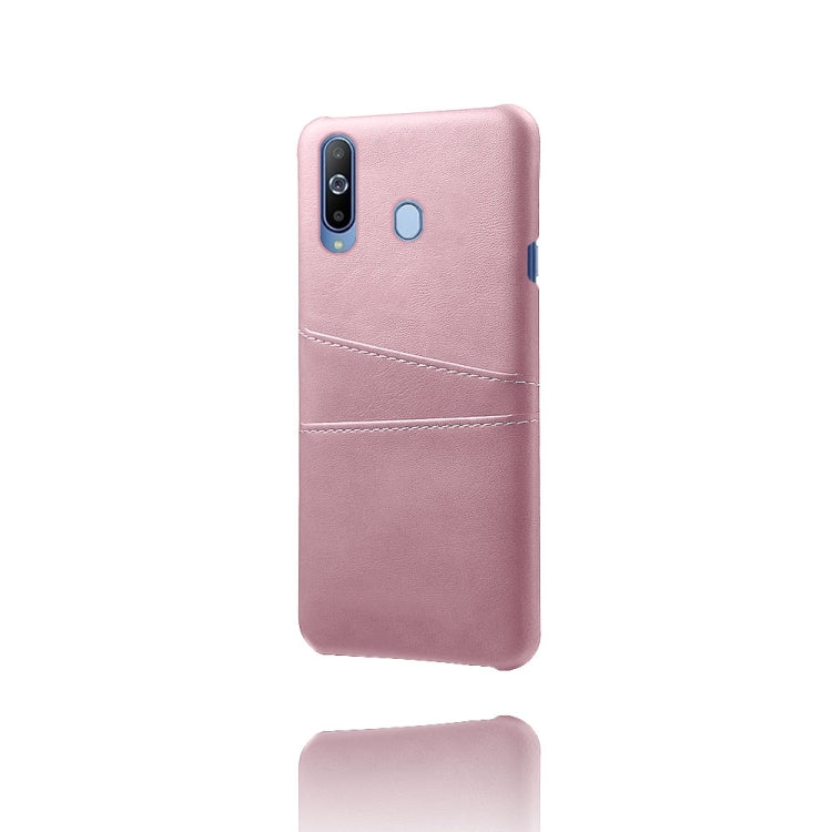 For Samsung Galaxy A60 Calf Texture PC + PU Leather Back Cover Shockproof Case with Dual Card Slots