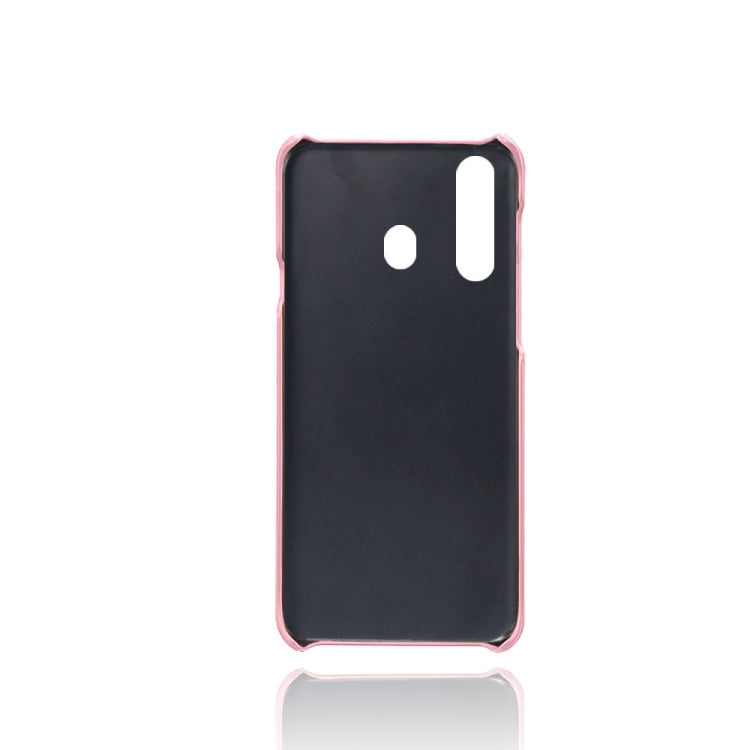 For Samsung Galaxy A60 Calf Texture PC + PU Leather Back Cover Shockproof Case with Dual Card Slots