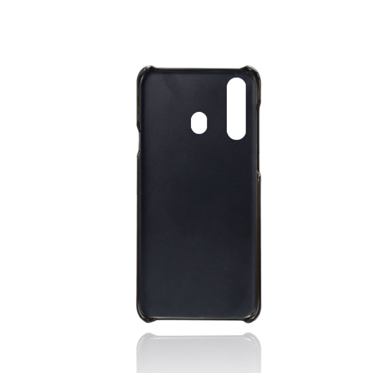 For Samsung Galaxy A60 Calf Texture PC + PU Leather Back Cover Shockproof Case with Dual Card Slots