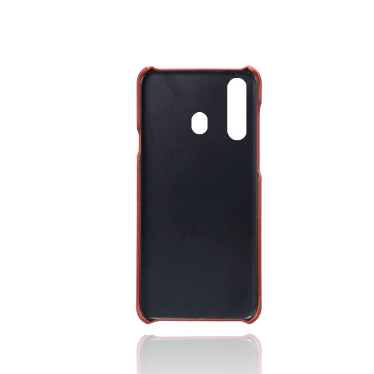 For Samsung Galaxy A60 Calf Texture PC + PU Leather Back Cover Shockproof Case with Dual Card Slots