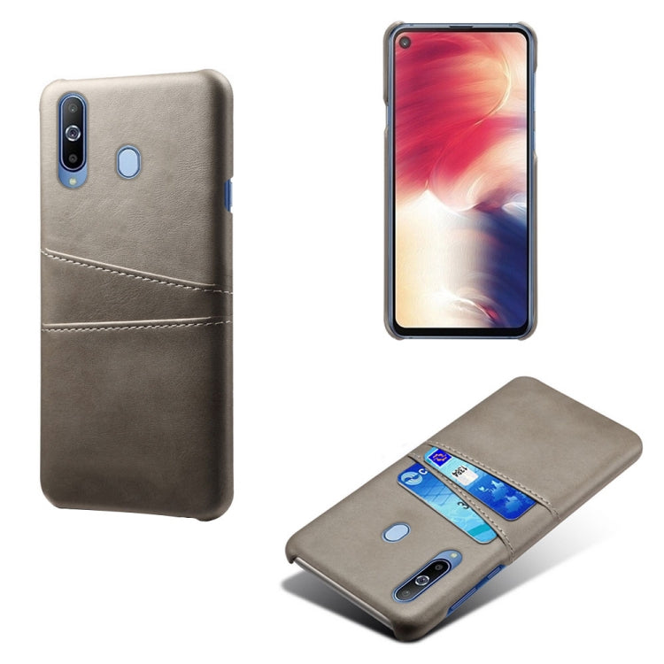 For Samsung Galaxy A60 Calf Texture PC + PU Leather Back Cover Shockproof Case with Dual Card Slots