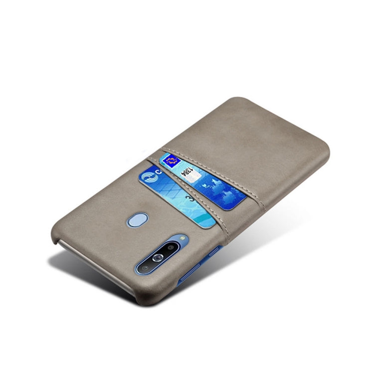 For Samsung Galaxy A60 Calf Texture PC + PU Leather Back Cover Shockproof Case with Dual Card Slots