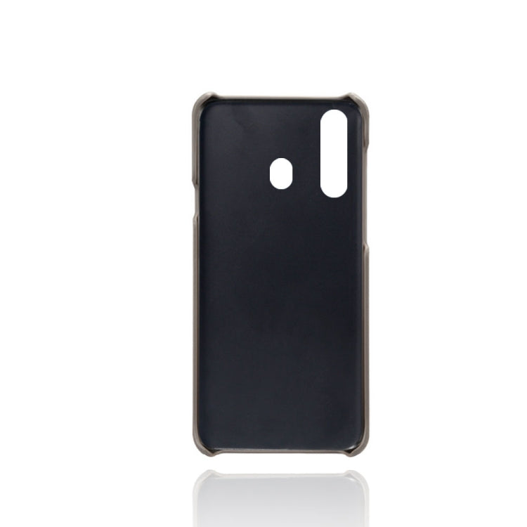 For Samsung Galaxy A60 Calf Texture PC + PU Leather Back Cover Shockproof Case with Dual Card Slots