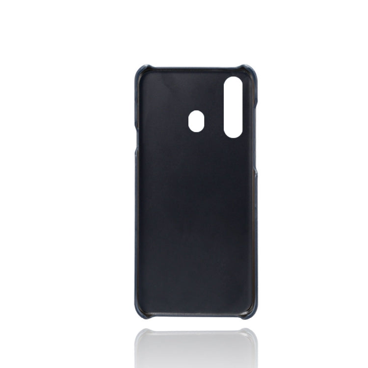 For Samsung Galaxy A60 Calf Texture PC + PU Leather Back Cover Shockproof Case with Dual Card Slots