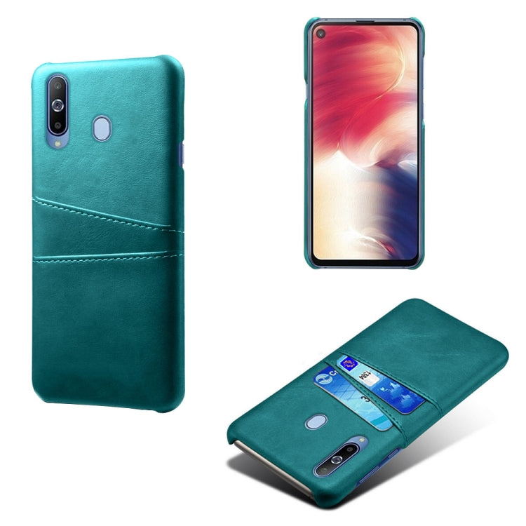 For Samsung Galaxy A60 Calf Texture PC + PU Leather Back Cover Shockproof Case with Dual Card Slots