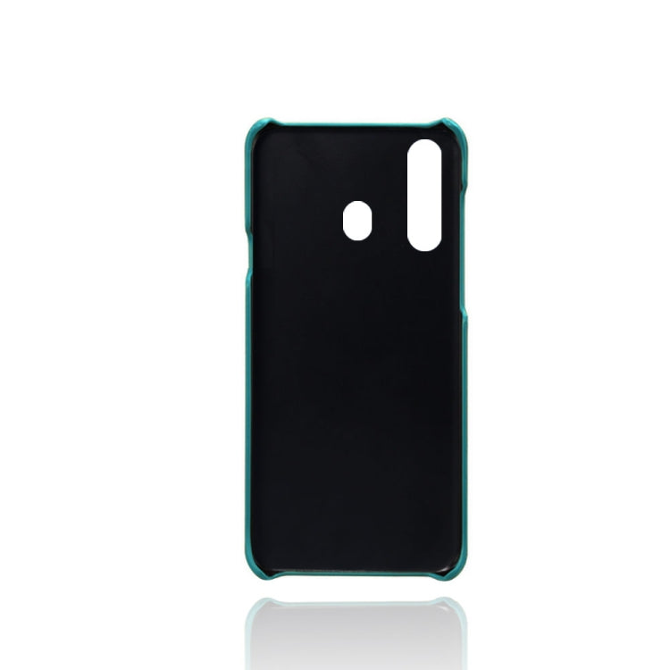 For Samsung Galaxy A60 Calf Texture PC + PU Leather Back Cover Shockproof Case with Dual Card Slots