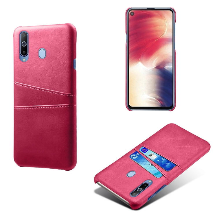 For Samsung Galaxy A60 Calf Texture PC + PU Leather Back Cover Shockproof Case with Dual Card Slots