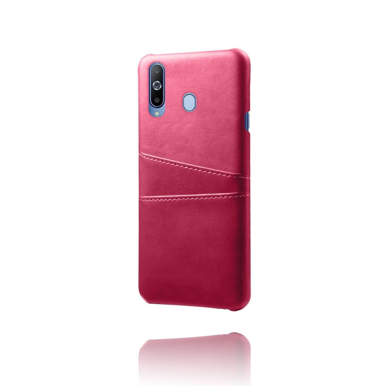 For Samsung Galaxy A60 Calf Texture PC + PU Leather Back Cover Shockproof Case with Dual Card Slots