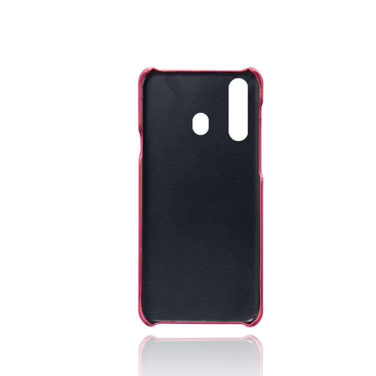 For Samsung Galaxy A60 Calf Texture PC + PU Leather Back Cover Shockproof Case with Dual Card Slots