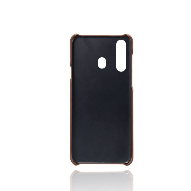 For Samsung Galaxy A60 Calf Texture PC + PU Leather Back Cover Shockproof Case with Dual Card Slots