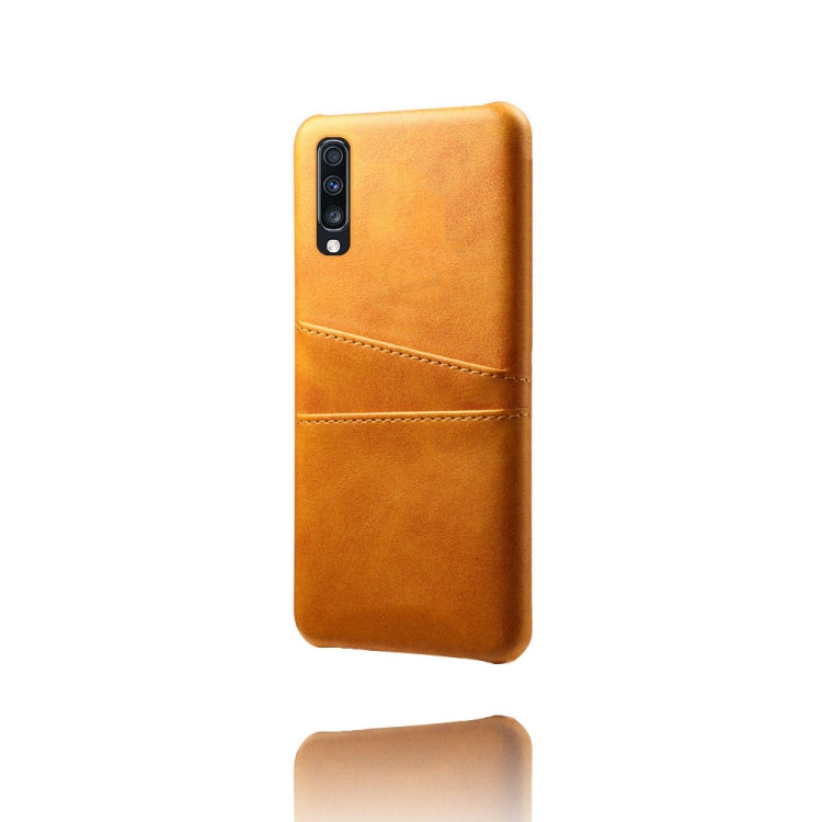 For Samsung Galaxy A70 Calf Texture PC + PU Leather Back Cover Shockproof Case with Dual Card Slots