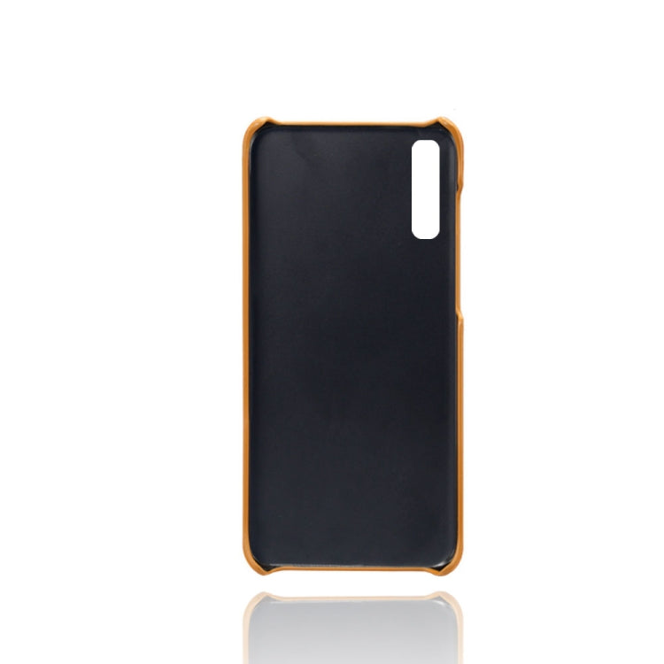 For Samsung Galaxy A70 Calf Texture PC + PU Leather Back Cover Shockproof Case with Dual Card Slots