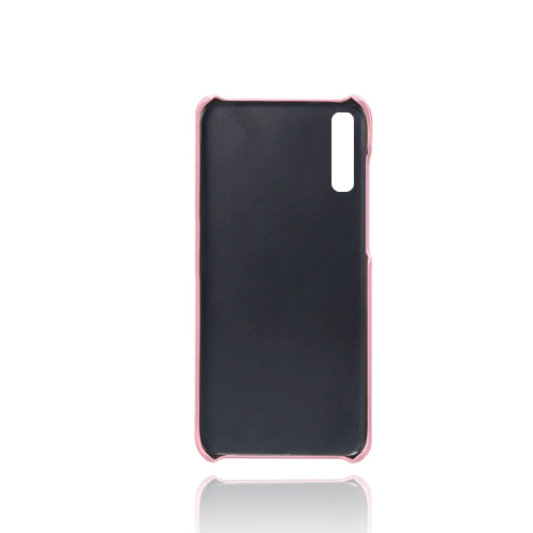For Samsung Galaxy A70 Calf Texture PC + PU Leather Back Cover Shockproof Case with Dual Card Slots
