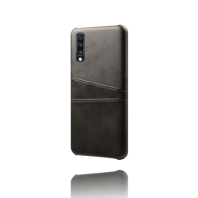 For Samsung Galaxy A70 Calf Texture PC + PU Leather Back Cover Shockproof Case with Dual Card Slots