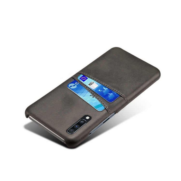 For Samsung Galaxy A70 Calf Texture PC + PU Leather Back Cover Shockproof Case with Dual Card Slots