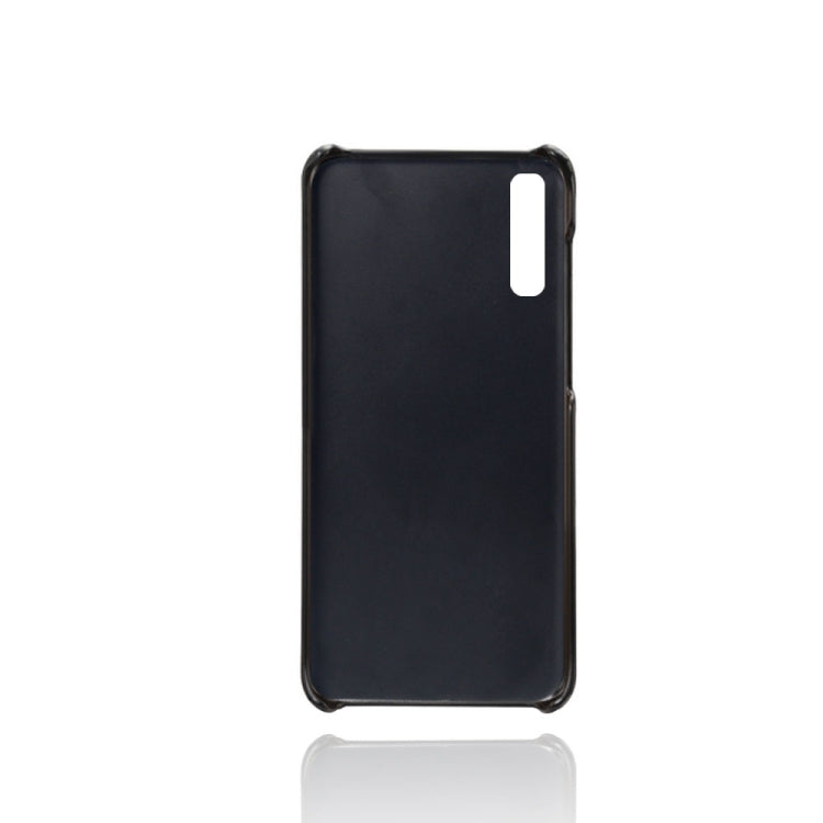 For Samsung Galaxy A70 Calf Texture PC + PU Leather Back Cover Shockproof Case with Dual Card Slots