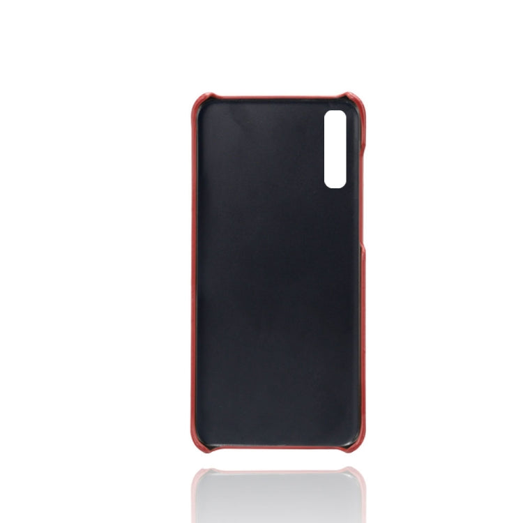 For Samsung Galaxy A70 Calf Texture PC + PU Leather Back Cover Shockproof Case with Dual Card Slots