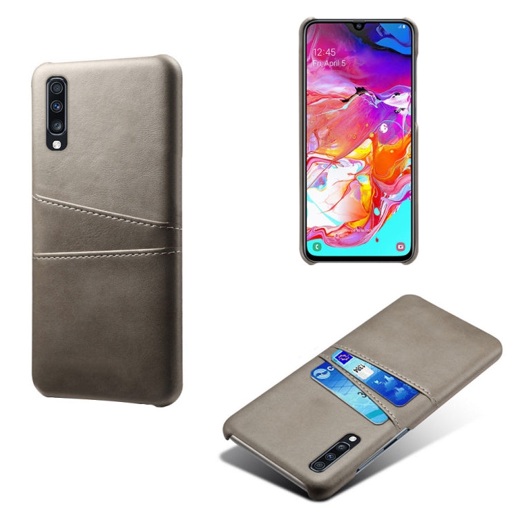 For Samsung Galaxy A70 Calf Texture PC + PU Leather Back Cover Shockproof Case with Dual Card Slots