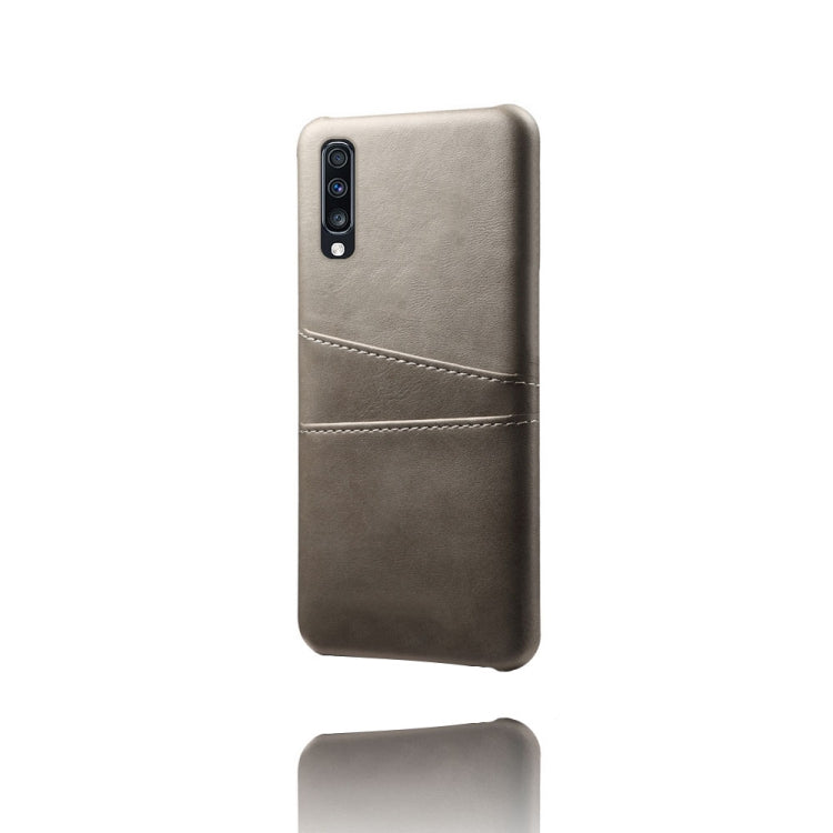 For Samsung Galaxy A70 Calf Texture PC + PU Leather Back Cover Shockproof Case with Dual Card Slots