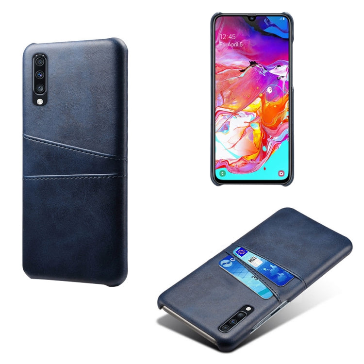 For Samsung Galaxy A70 Calf Texture PC + PU Leather Back Cover Shockproof Case with Dual Card Slots
