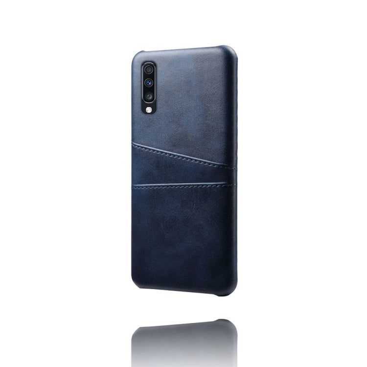 For Samsung Galaxy A70 Calf Texture PC + PU Leather Back Cover Shockproof Case with Dual Card Slots