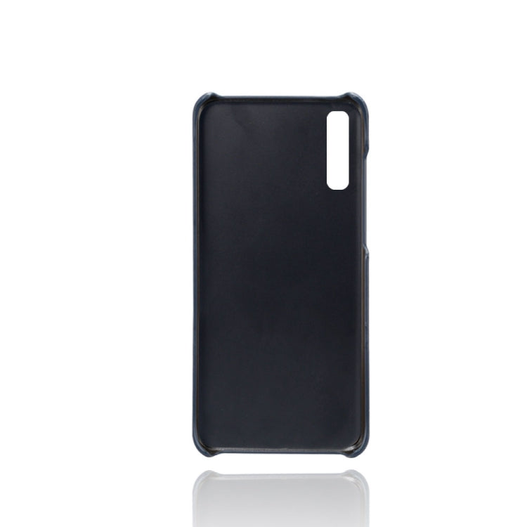 For Samsung Galaxy A70 Calf Texture PC + PU Leather Back Cover Shockproof Case with Dual Card Slots