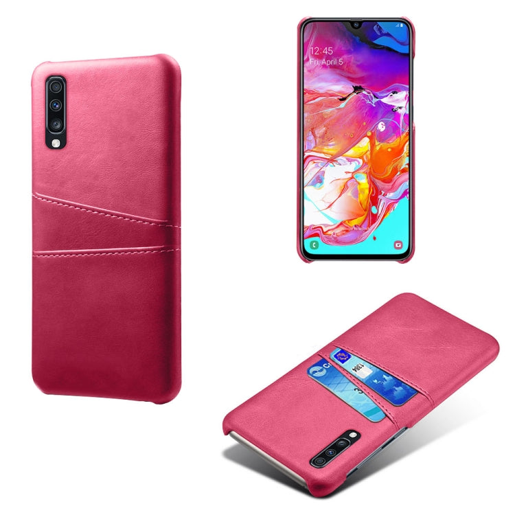 For Samsung Galaxy A70 Calf Texture PC + PU Leather Back Cover Shockproof Case with Dual Card Slots