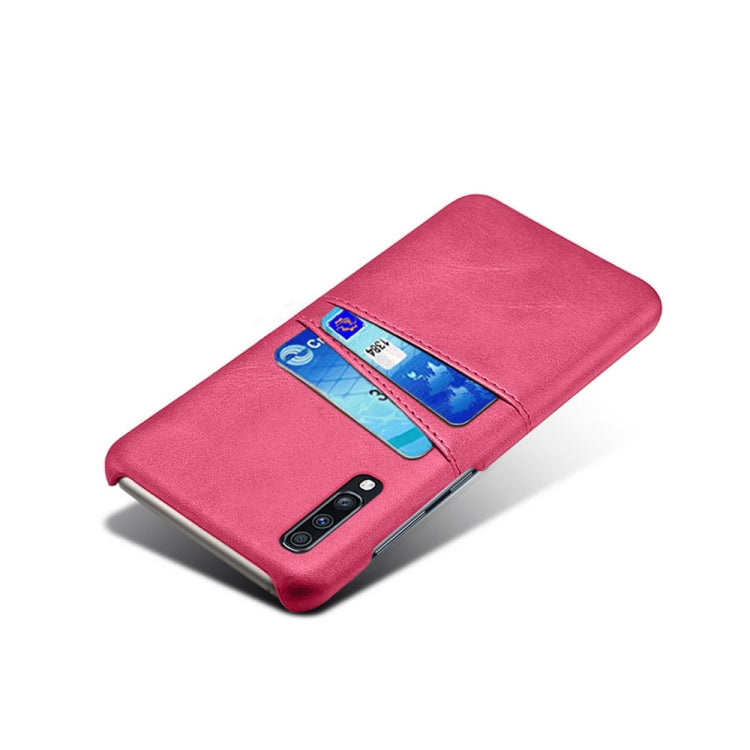 For Samsung Galaxy A70 Calf Texture PC + PU Leather Back Cover Shockproof Case with Dual Card Slots