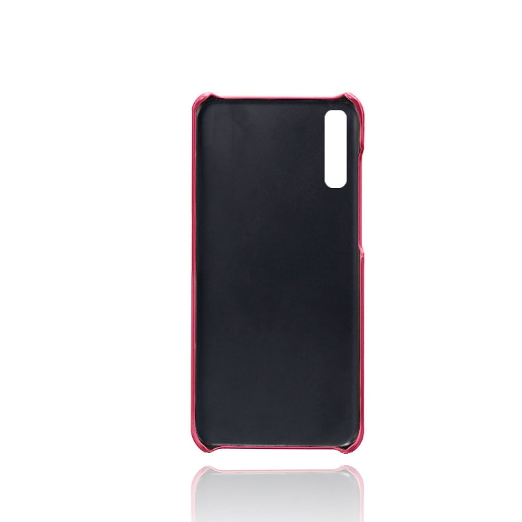 For Samsung Galaxy A70 Calf Texture PC + PU Leather Back Cover Shockproof Case with Dual Card Slots