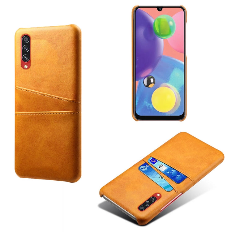 For Samsung Galaxy A70s Calf Texture PC + PU Leather Back Cover Shockproof Case with Dual Card Slots