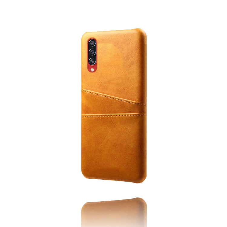 For Samsung Galaxy A70s Calf Texture PC + PU Leather Back Cover Shockproof Case with Dual Card Slots