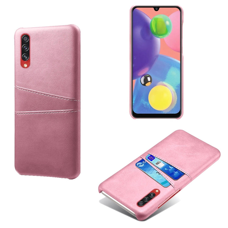For Samsung Galaxy A70s Calf Texture PC + PU Leather Back Cover Shockproof Case with Dual Card Slots