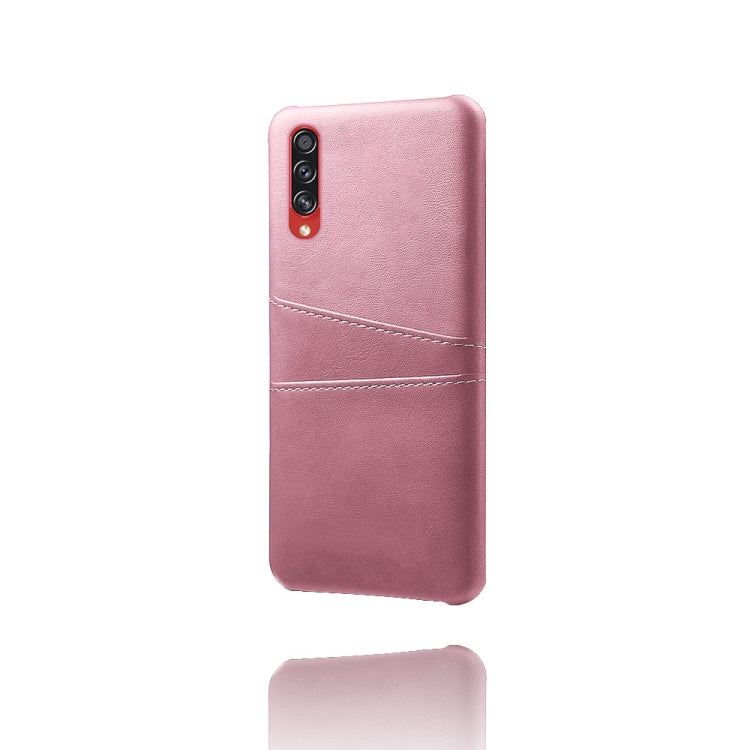 For Samsung Galaxy A70s Calf Texture PC + PU Leather Back Cover Shockproof Case with Dual Card Slots