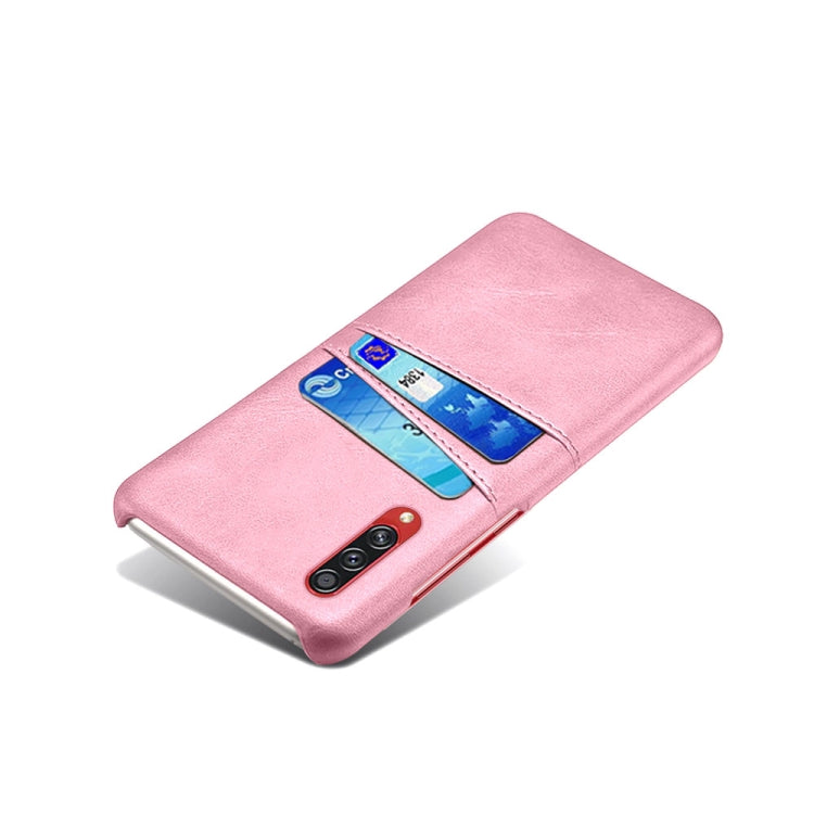 For Samsung Galaxy A70s Calf Texture PC + PU Leather Back Cover Shockproof Case with Dual Card Slots
