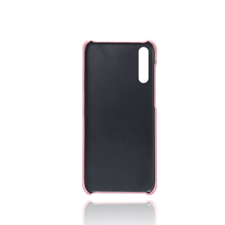 For Samsung Galaxy A70s Calf Texture PC + PU Leather Back Cover Shockproof Case with Dual Card Slots