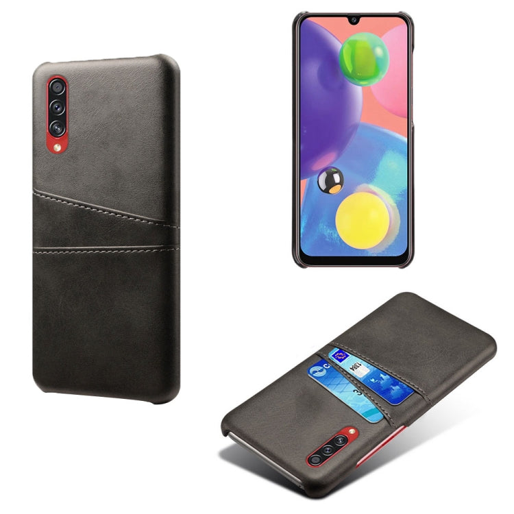 For Samsung Galaxy A70s Calf Texture PC + PU Leather Back Cover Shockproof Case with Dual Card Slots