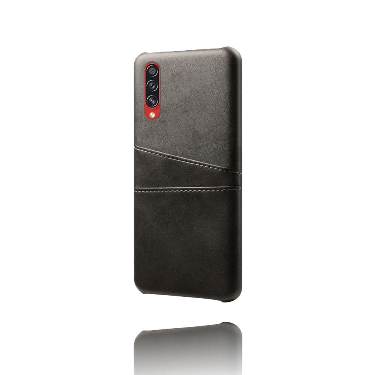 For Samsung Galaxy A70s Calf Texture PC + PU Leather Back Cover Shockproof Case with Dual Card Slots