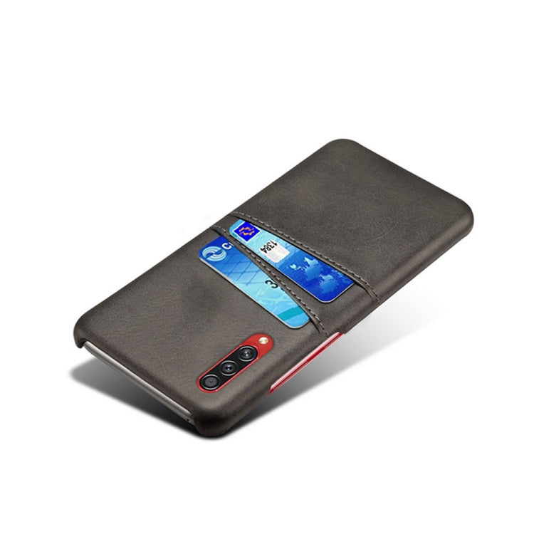 For Samsung Galaxy A70s Calf Texture PC + PU Leather Back Cover Shockproof Case with Dual Card Slots