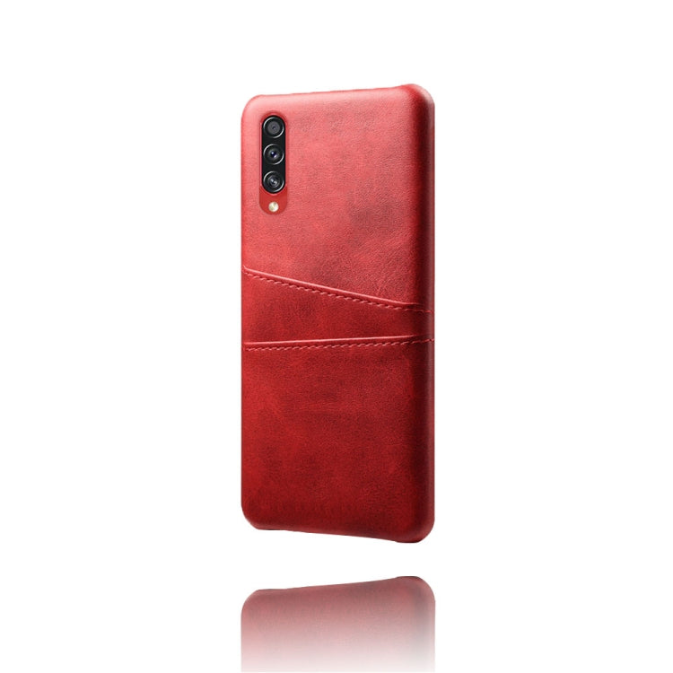 For Samsung Galaxy A70s Calf Texture PC + PU Leather Back Cover Shockproof Case with Dual Card Slots