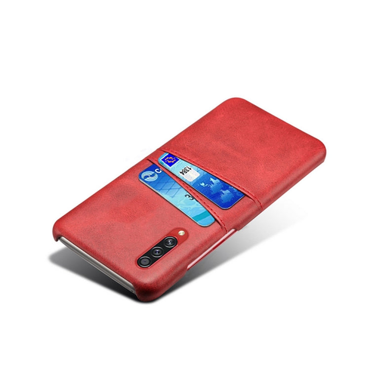 For Samsung Galaxy A70s Calf Texture PC + PU Leather Back Cover Shockproof Case with Dual Card Slots
