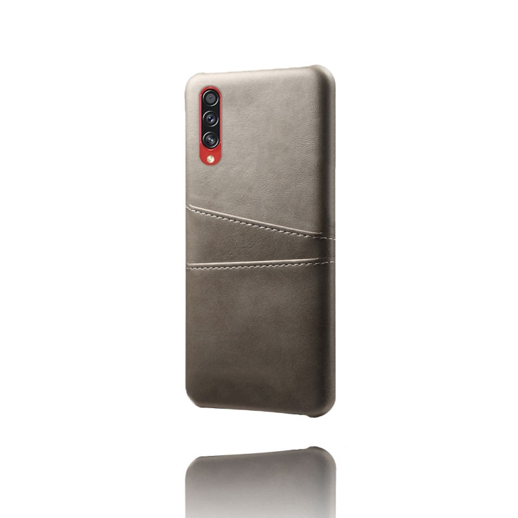For Samsung Galaxy A70s Calf Texture PC + PU Leather Back Cover Shockproof Case with Dual Card Slots