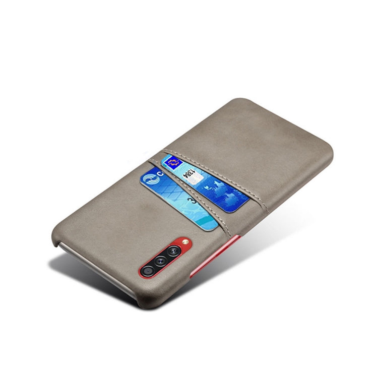 For Samsung Galaxy A70s Calf Texture PC + PU Leather Back Cover Shockproof Case with Dual Card Slots