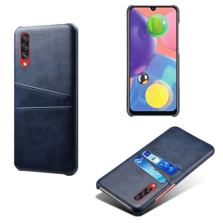 For Samsung Galaxy A70s Calf Texture PC + PU Leather Back Cover Shockproof Case with Dual Card Slots